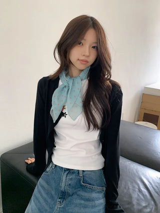 Pleated Color Block Dot Two-Tone Square Scarf