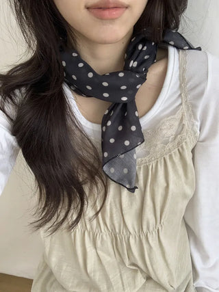 Pleated Color Block Dot Two-Tone Square Scarf