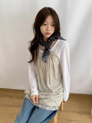 Pleated Color Block Dot Two-Tone Square Scarf