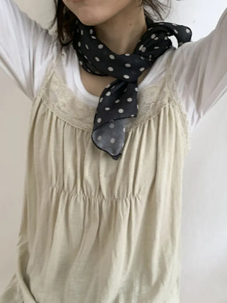 Pleated Color Block Dot Two-Tone Square Scarf