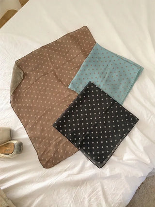 Pleated Color Block Dot Two-Tone Square Scarf