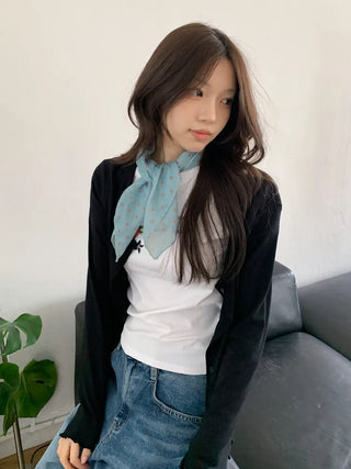 Pleated Color Block Dot Two-Tone Square Scarf