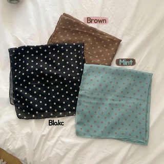 Pleated Color Block Dot Two-Tone Square Scarf