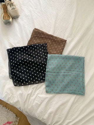 Pleated Color Block Dot Two-Tone Square Scarf