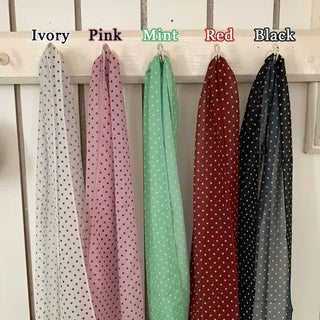 Rose Dot See-through Diagonal Pattern Long Scarf