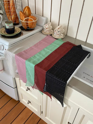 Rose Dot See-through Diagonal Pattern Long Scarf