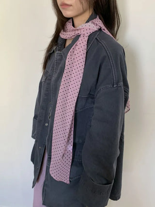 Rose Dot See-through Diagonal Pattern Long Scarf