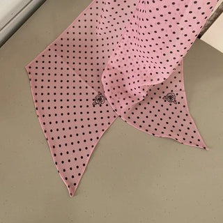 Rose Dot See-through Diagonal Pattern Long Scarf