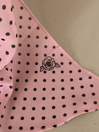 Rose Dot See-through Diagonal Pattern Long Scarf