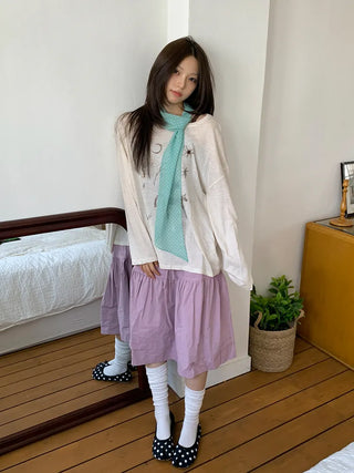 Rose Dot See-through Diagonal Pattern Long Scarf