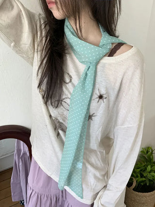 Rose Dot See-through Diagonal Pattern Long Scarf