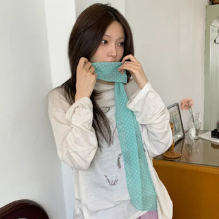 Rose Dot See-through Diagonal Pattern Long Scarf