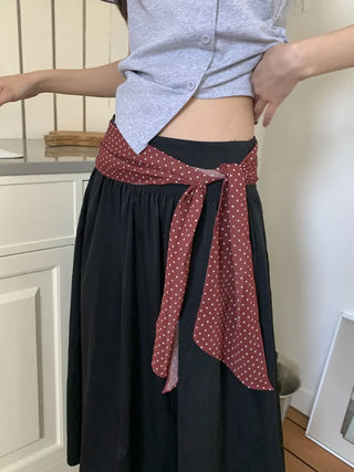 Rose Dot See-through Diagonal Pattern Long Scarf