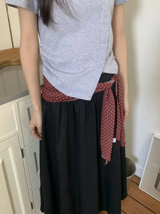 Rose Dot See-through Diagonal Pattern Long Scarf
