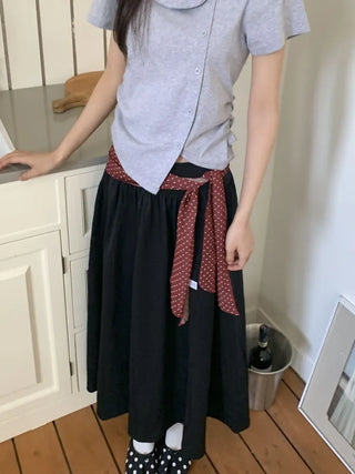 Rose Dot See-through Diagonal Pattern Long Scarf