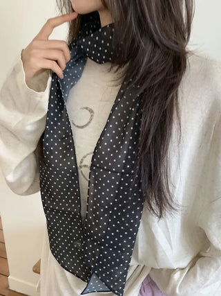 Rose Dot See-through Diagonal Pattern Long Scarf