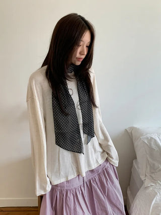 Rose Dot See-through Diagonal Pattern Long Scarf