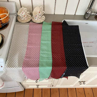 Rose Dot See-through Diagonal Pattern Long Scarf