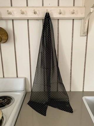 Rose Dot See-through Diagonal Pattern Long Scarf
