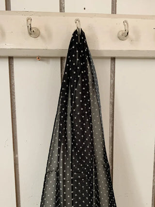 Rose Dot See-through Diagonal Pattern Long Scarf