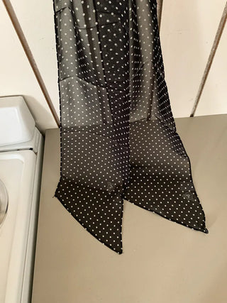 Rose Dot See-through Diagonal Pattern Long Scarf