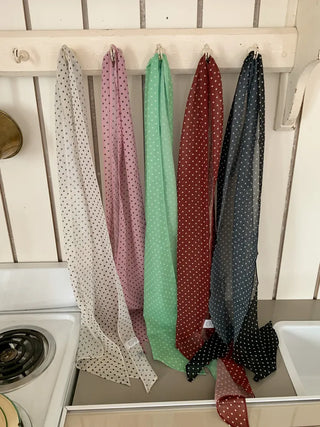 Rose Dot See-through Diagonal Pattern Long Scarf