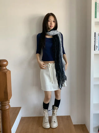 Paisley Half Pattern Wrinkle Long Scarf