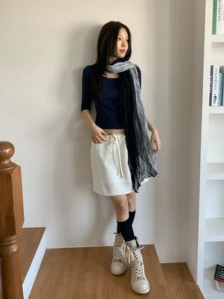 Paisley Half Pattern Wrinkle Long Scarf