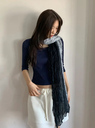 Paisley Half Pattern Wrinkle Long Scarf