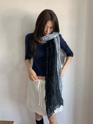Paisley Half Pattern Wrinkle Long Scarf