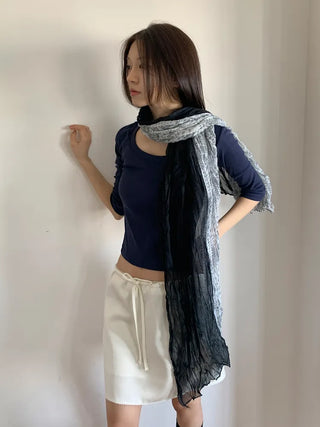 Paisley Half Pattern Wrinkle Long Scarf