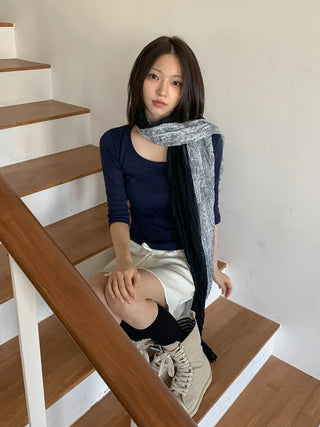 Paisley Half Pattern Wrinkle Long Scarf