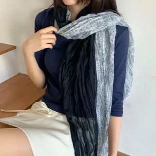 Paisley Half Pattern Wrinkle Long Scarf
