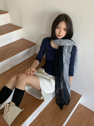 Paisley Half Pattern Wrinkle Long Scarf