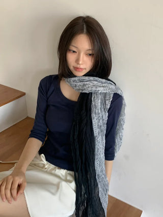 Paisley Half Pattern Wrinkle Long Scarf
