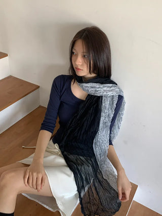 Paisley Half Pattern Wrinkle Long Scarf