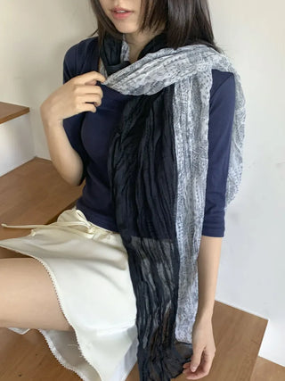 Paisley Half Pattern Wrinkle Long Scarf