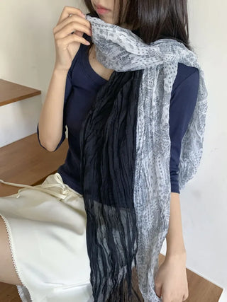 Paisley Half Pattern Wrinkle Long Scarf