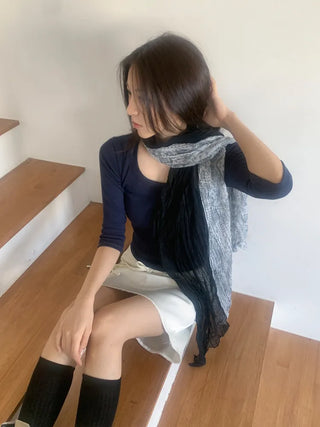 Paisley Half Pattern Wrinkle Long Scarf