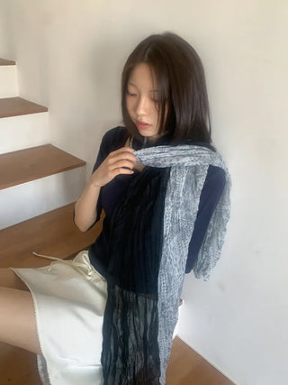 Paisley Half Pattern Wrinkle Long Scarf