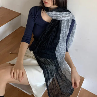 Paisley Half Pattern Wrinkle Long Scarf