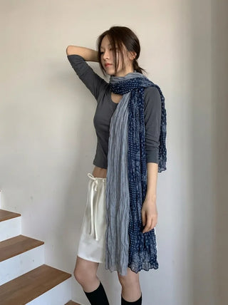 Paisley Half Pattern Wrinkle Long Scarf