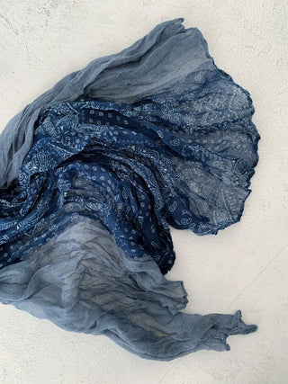 Paisley Half Pattern Wrinkle Long Scarf