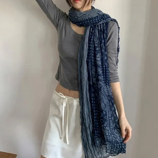 Paisley Half Pattern Wrinkle Long Scarf