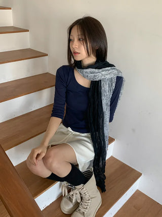 Paisley Half Pattern Wrinkle Long Scarf