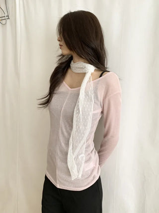 Tinel Dot See-through Pattern Long Scarf