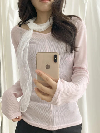 Tinel Dot See-through Pattern Long Scarf
