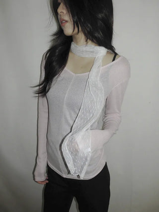 Tinel Dot See-through Pattern Long Scarf