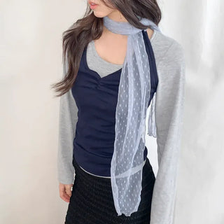 Tinel Dot See-through Pattern Long Scarf