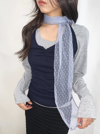 Tinel Dot See-through Pattern Long Scarf